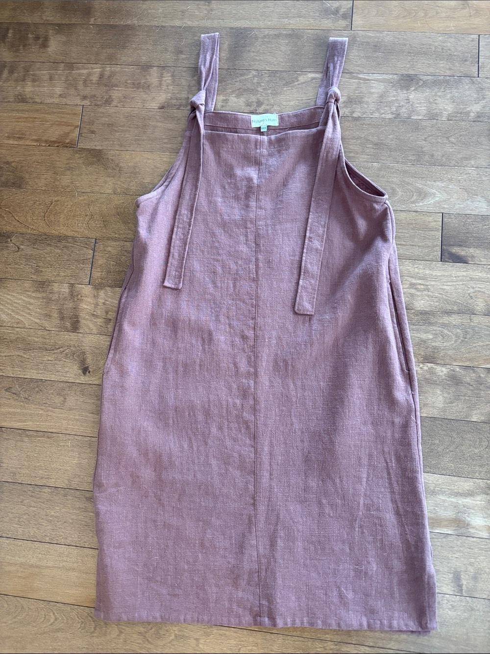 Linen Sleeveless Deep Taupe/ Brown Tie-Shoulder Overall Dress - Natures Hum